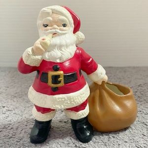 Vintage Retro Holland Mold Ceramic Santa With Toy Bag And Pipe Figure Figurine